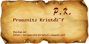 Prosznitz Kristóf névjegykártya